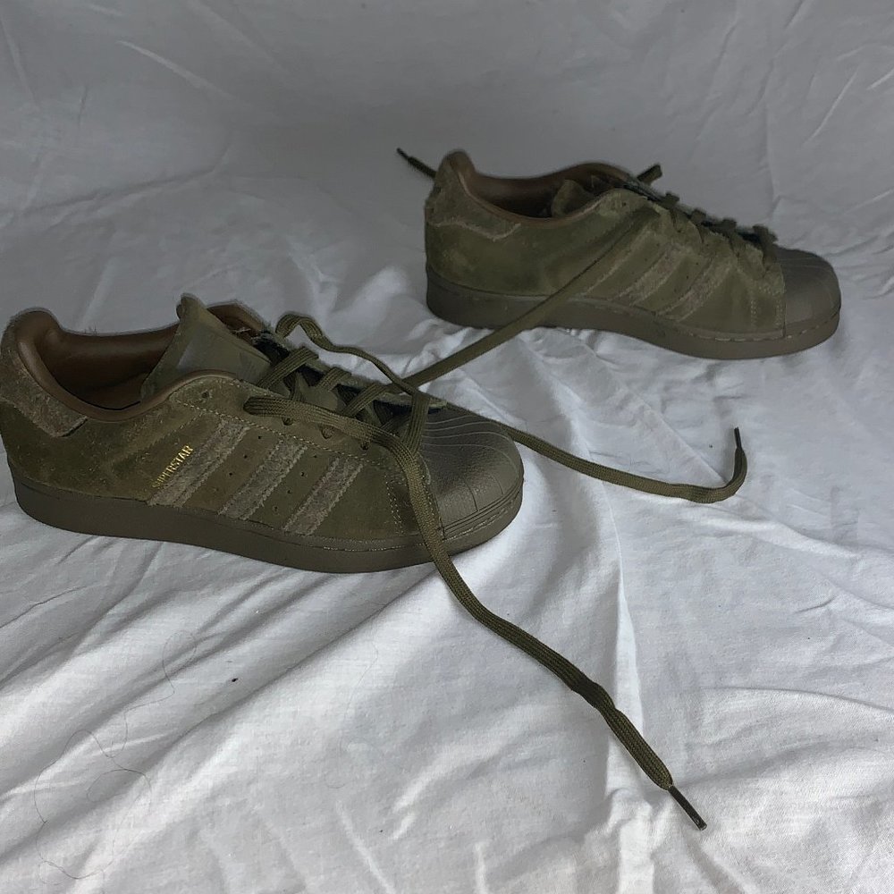 Army Green Superstar Adidas Shoes